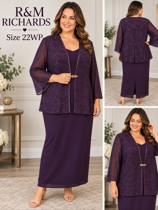 R&M Richards Dresses & Skirts - 💜 R&M Richards Purple Formal Dress & Sheer Jacket Set – Size 22WP